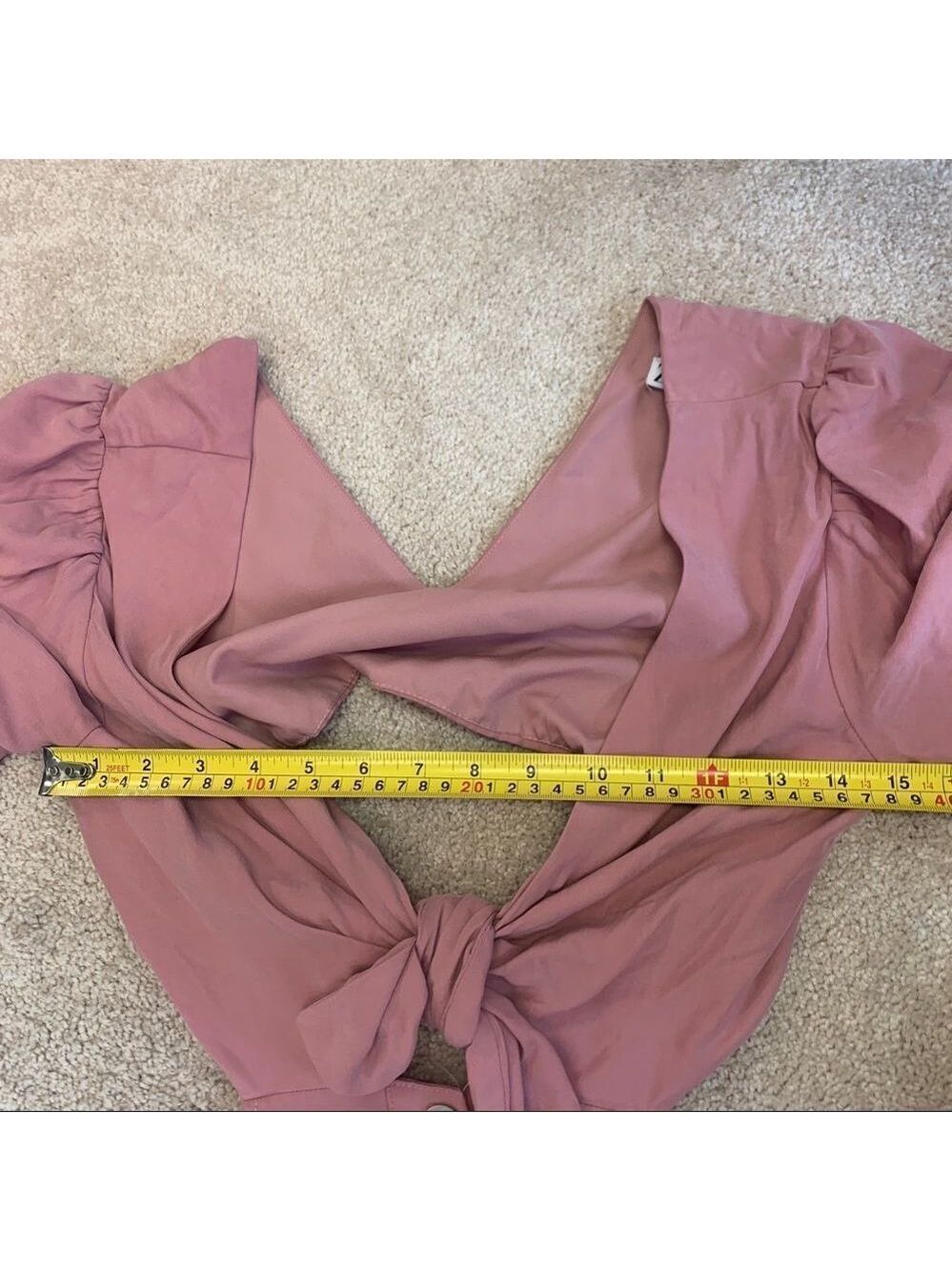 Zara pink cut out tied V-neck front button midi dress Sz M NWT - Picture 6 of 8